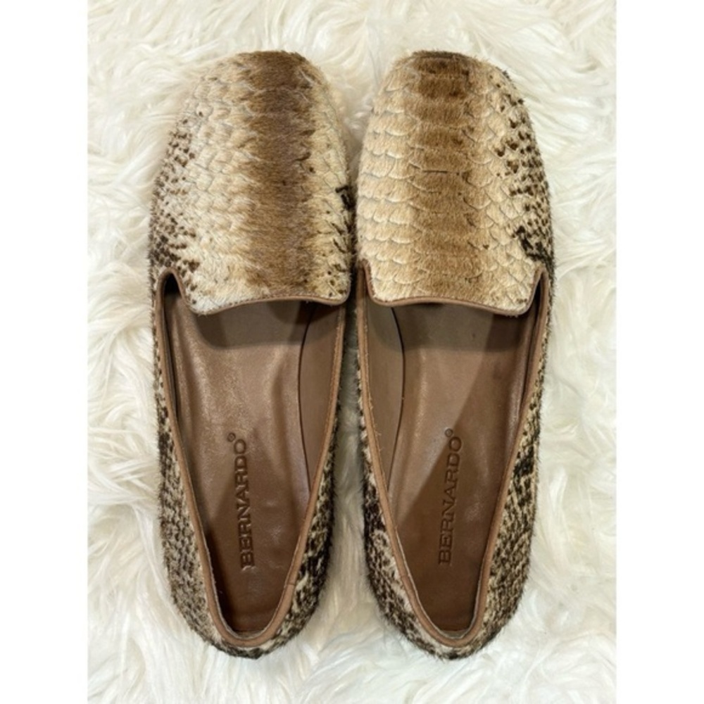 Anthropologie Bernardo Emma Snake Embossed Genuine Calf Hair
Loafer Flats